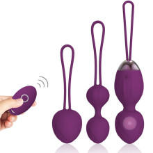 Silicone Kegel Balls, Set of 3 with Remote Control “Cherry” Purple