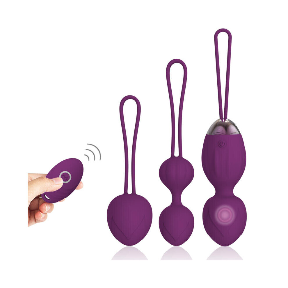 Y-Love Purple Silicone Kegel Balls, Set Of 3 With Remote Control ÂCherryâ