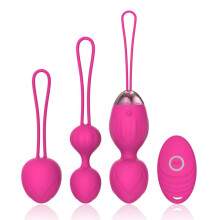 Silicone Kegel Balls, Set of 3 with Remote Control “Cherry” Peach