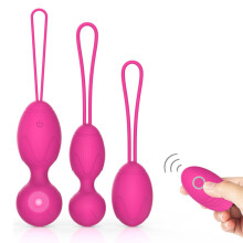 Silicone Kegel Balls, Set of 3 with Remote Control “Janelle” Peach