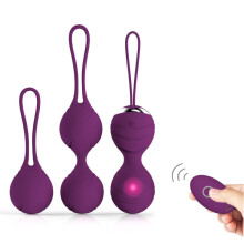Silicone Kegel Balls, Set of 3 with Remote Control “Crystal” Purple