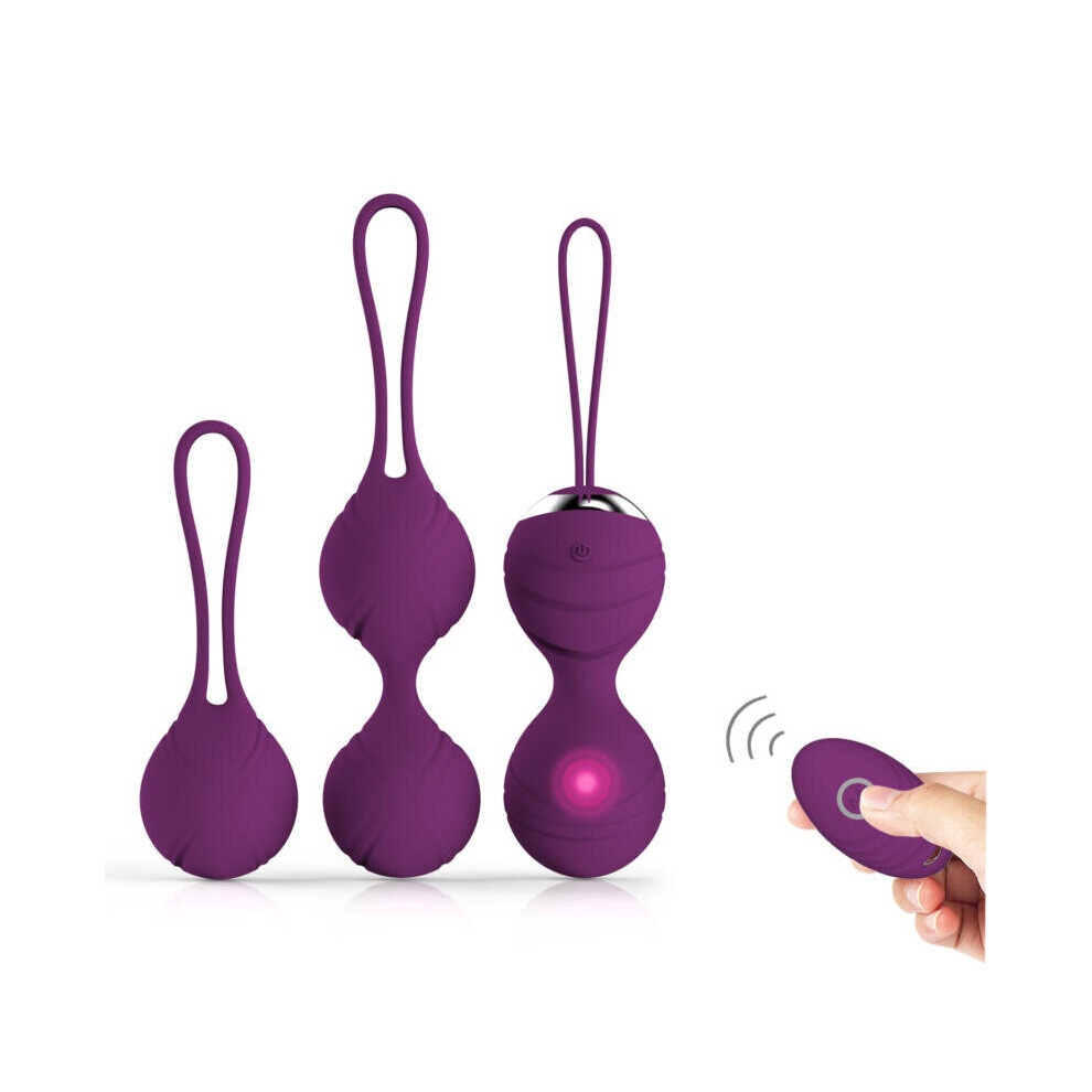 Y-Love Purple Silicone Kegel Balls, Set Of 3 With Remote Control ÂCrystalâ