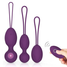 Silicone Kegel Balls, Set of 3 with Remote Control “Janelle” Purple