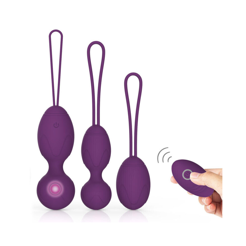 Y-Love Purple Silicone Kegel Balls, Set Of 3 With Remote Control ÂJanelleâ
