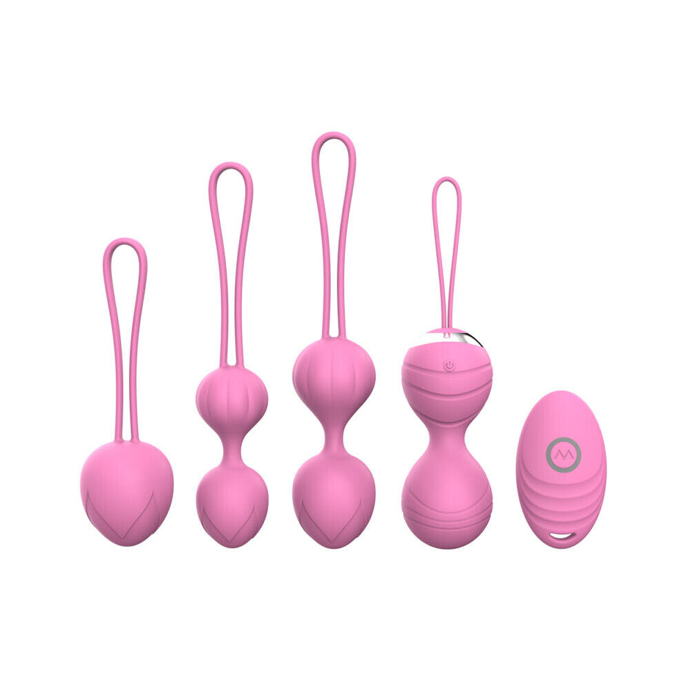 Y-Love Pink Silicone Kegel Balls, Set Of 4 With Remote Control ÂAvivaâ