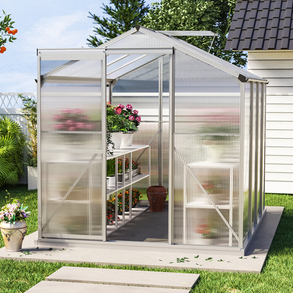 (8ft x 6ft - no Base) Outdoor Aluminium Greenhouse Glazing Garden Shade Plant Grow Shed House