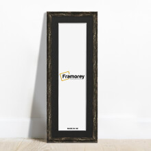 (Black With Black Mount, 10x4" Pic (14x8" Frame)) Panoramic Style Black Picture Frame / Vintage Distressed Photo Frames With Multicolored Mount / Poster Frames / Wall Art Frame