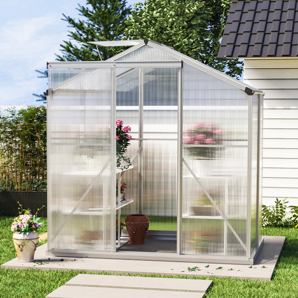 (4ft x 6ft - with Base) Outdoor Aluminium Greenhouse Glazing Garden Shade Plant Grow Shed House