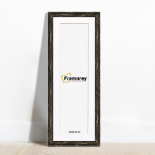 (Black With White Mount, 12x8" Pic (16x12" Frame)) Panoramic Style Black Picture Frame / Vintage Distressed Photo Frames With Multicolored Mount / Poster Frames / Wall Art Frame