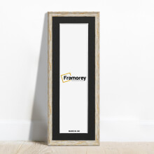 (White With Black Mount, 12x5" Pic (16x9" Frame)) Panoramic Style White Picture Frame / Vintage Distressed Photo Frames With Multicolored Mount / Poster Frames / Wall Art Frame