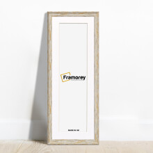(White With White Mount, 12x8" Pic (16x12" Frame)) Panoramic Style White Picture Frame / Vintage Distressed Photo Frames With Multicolored Mount / Poster Frames / Wall Art Frame