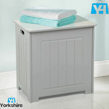 BATHROOM LAUNDRY STORAGE ORGANISER CABINET CHEST WOODEN GREY LAUNDRY BASKET