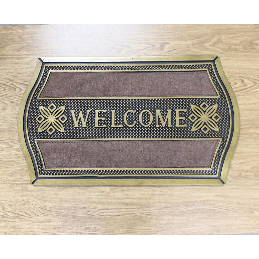 75x45cm Gold Cutaway Design Classic Rubber Door Mat Entrance Rug Dirt Scraper