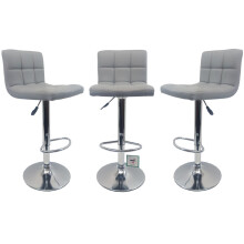 3 X Grey "Modena" Faux Leather Bar Stools, swivel height adjustable Set of 3