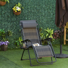 Durable Foldable Rattan Look Beach Bed Sun Lounger Gray Best