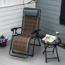 Durable Foldable Rattan Look Beach Bed Sun Lounger Brown Best