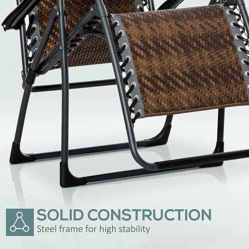 Durable Foldable Rattan Look Beach Bed Sun Lounger Brown Best 2