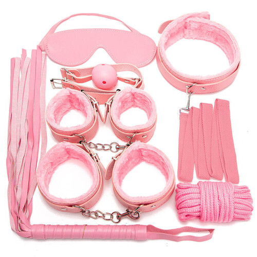 7 Piece Bondage Set (Pink)