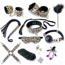 10 Piece Animal Print Leopard Bondage Set