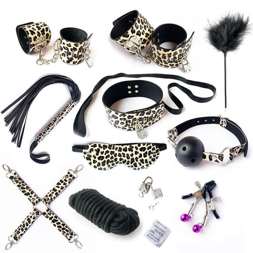 10 Piece Animal Print Leopard Bondage Set