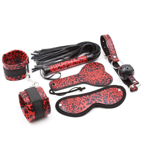 5 Piece Bondage Set (Black/Red)