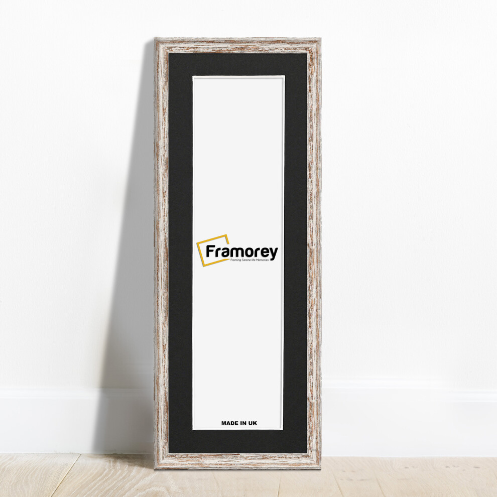 (Walnut With Black Mount, 100x50CM Pic (110x60CM Frame)) Panoramic Style Walnut Picture Frame / Vintage Distressed Photo Frames With Multicolored Mount / Poster Frames / Wall Art Frame