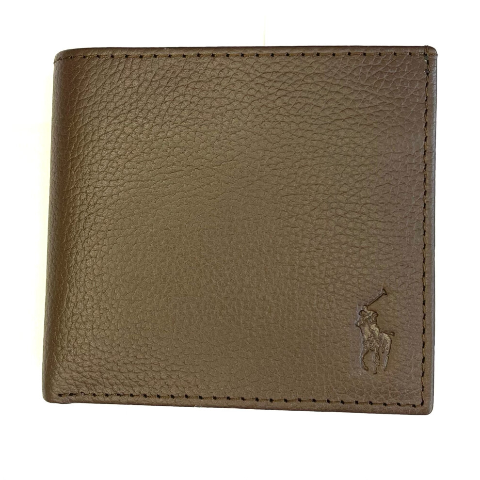 Polo Ralph Lauren Brown Soft Pebble Genuine Leather Wallet With Coin Pocket