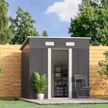 6 x 4 ft Pent Metal Garden Shed Outdoor Tool Storage Shed with Base Foundation, Charcoal Black