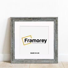 (Blue With White Mount, 10x10" Pic (12x12" Frame)) Square Size Blue Picture Frame / Vintage Distressed Photo Frames With Multicolored Mount / Poster Frames / Wall Art Frame