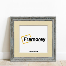 (Blue With Ivory Mount, 25x25CM Pic (30x30CM Frame)) Square Size Blue Picture Frame / Vintage Distressed Photo Frames With Multicolored Mount / Poster Frames / Wall Art Frame