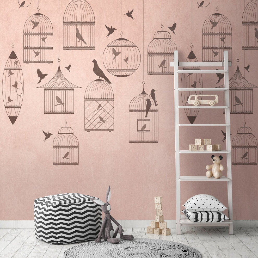 AS Creation Bird Cage Pink Wallpaper Feature Wall Mural 159 x 280cm