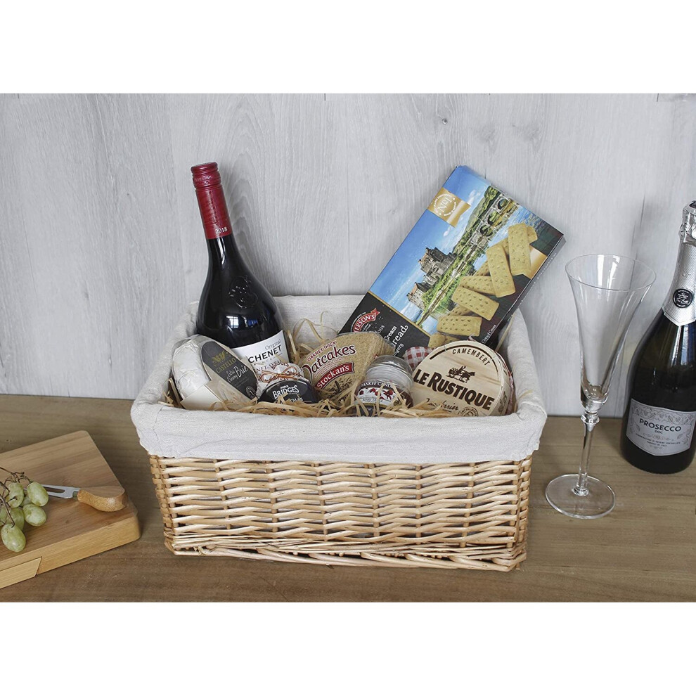 Hamper Basket Kit with Liner Ribbon+ Cellophane Wicker Basket Gift Set