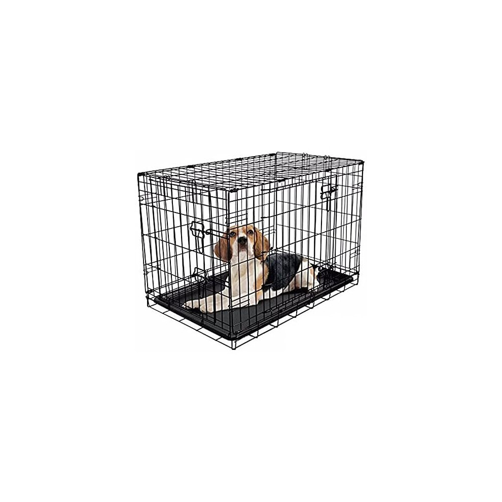 Rac Metal Fold Flat Crate With Plastic Tray Medium 29" Black
