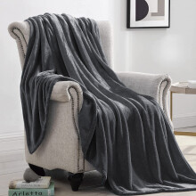 (Grey, Double) Fleece Blanket Thick Bed Mink Soft Warm Sofa Throw