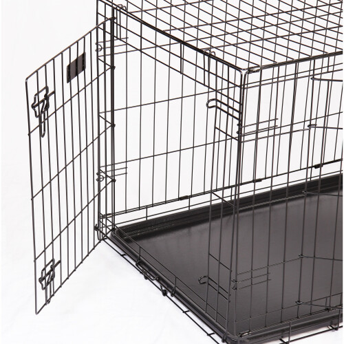 RAC Dog Puppy Cage Folding 2 Door Crate Plastic Tray Large 36" Black on