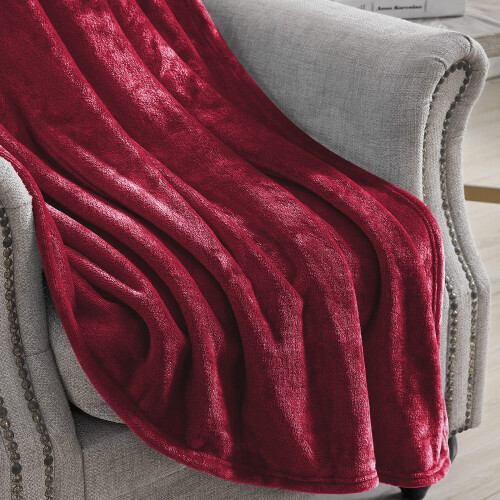 (Red, Single) Fleece Blanket Thick Bed Mink Soft Warm Sofa Throw 2