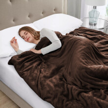 (Brown \ Coffee, Double) Fleece Blanket Thick Bed Mink Soft Warm Sofa Throw