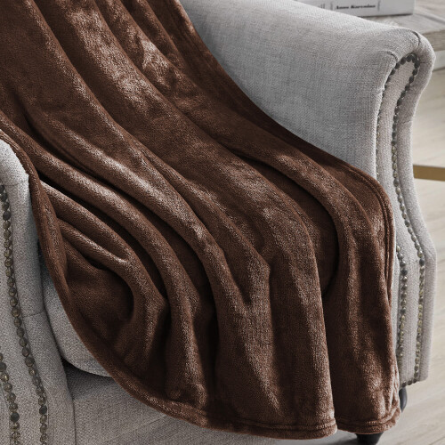 (Brown \ Coffee, Single) Fleece Blanket Thick Bed Mink Soft Warm Sofa Throw 2