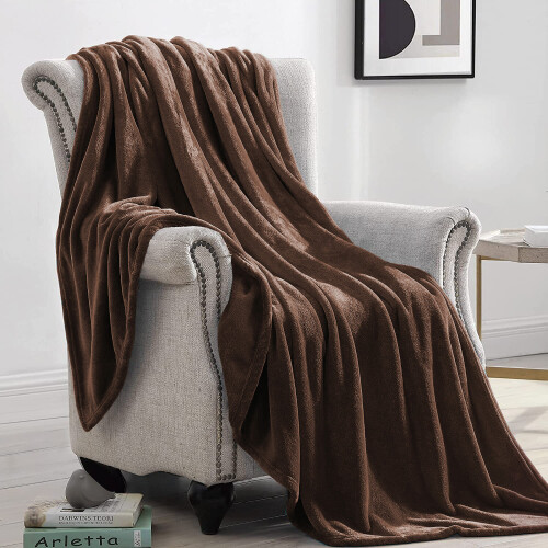 (Brown \ Coffee, Single) Fleece Blanket Thick Bed Mink Soft Warm Sofa Throw