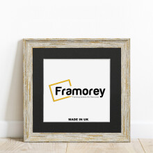 (White With Black Mount, 10x10" Pic (12x12" Frame)) Square Size White Picture Frame / Vintage Distressed Photo Frames With Multicolored Mount / Poster Frames / Wall Art Frame