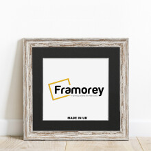 (Walnut With Black Mount, 5x5" Pic (7x7" Frame)) Square Size Walnut Picture Frame / Vintage Distressed Photo Frames With Multicolored Mount / Poster Frames / Wall Art Frame