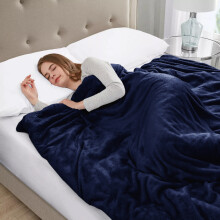 (Royal Blue, Double) Fleece Blanket Thick Bed Mink Soft Warm Sofa Throw