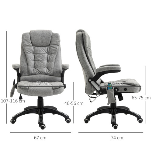 Office Heated Massage Stressless Back Support Comfortable Chair Grey 1