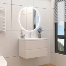 (White) Aica Bathroom 800mm Vanity Units with Basin Wall