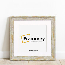 (White With White Mount, 25x25CM Pic (30x30CM Frame)) Square Size White Picture Frame / Vintage Distressed Photo Frames With Multicolored Mount / Poster Frames / Wall Art Frame
