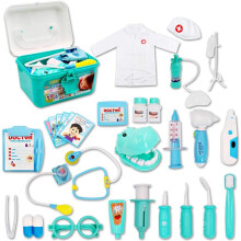 Kids Role Play Dentist Surgeon & Vet Medical 30 Piece Kit with Light and Sound Electronic Stethoscope Lab Coat Cap & Play Medical Equipment