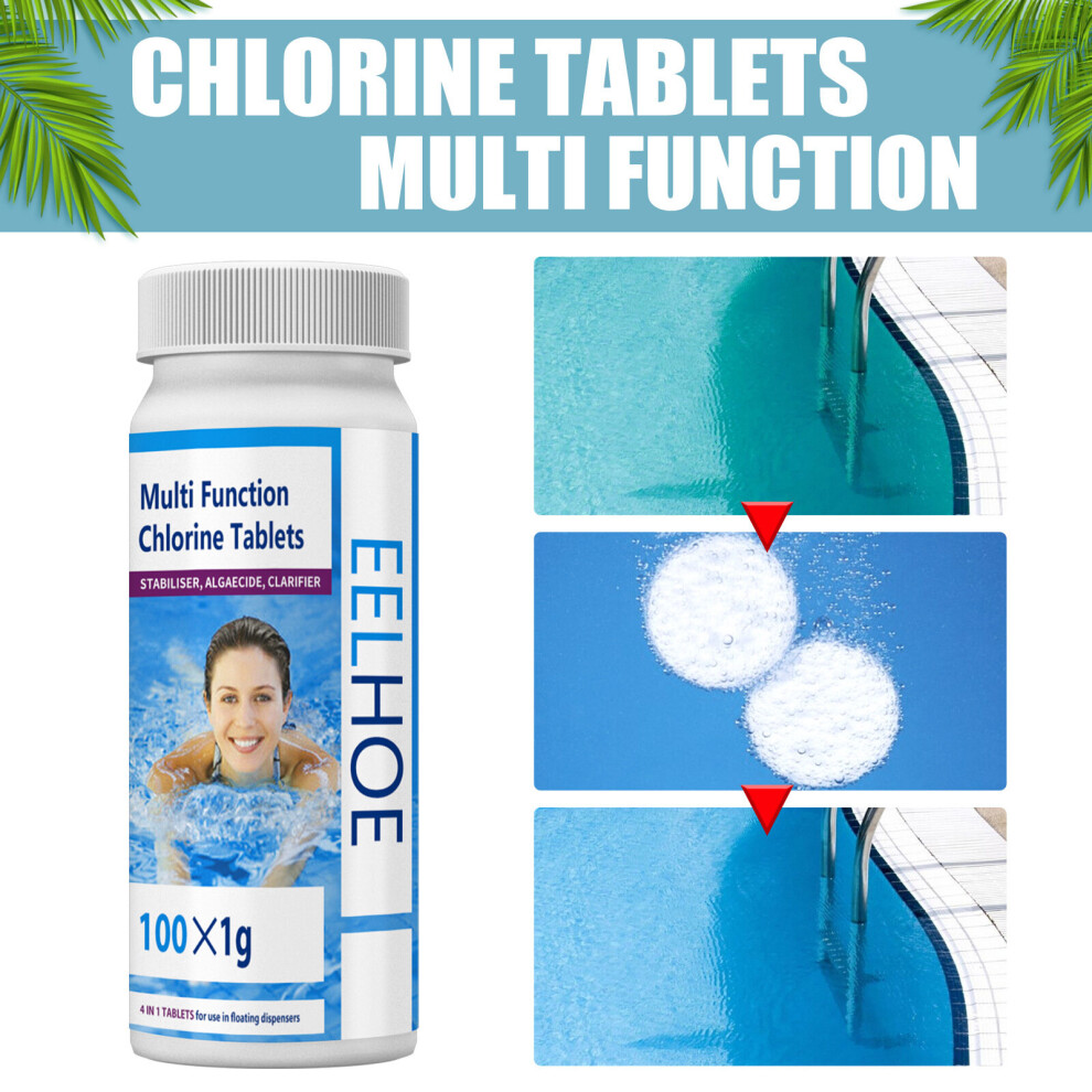 (One bottle) 100g Multifunction Chlorine Tablets Pool Hot Tub Pool Cleaning