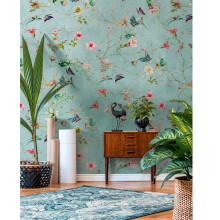 AS Creation Floral Butterfly Duck Egg Wallpaper Wall Mural 159 x 280cm