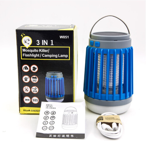 Solar Mosquito Killer Lamp Camping Lights Rechargeable Fly Bug Zapper 1