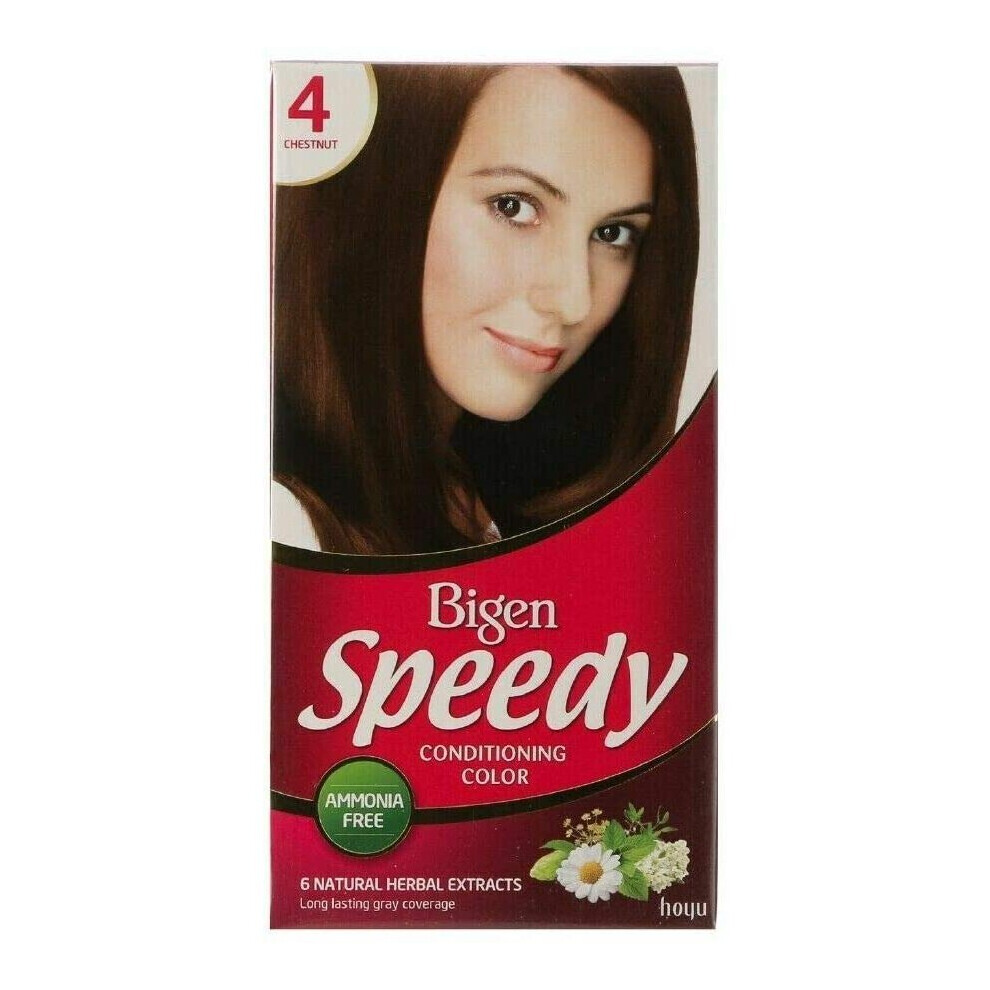 Bigen Women's Speedy Conditioning Colour 4 Chestnut- Easy & Speedy Application- No Ammonia - Excellent Gray Hair Coverage - Enhance Natural Hair Color